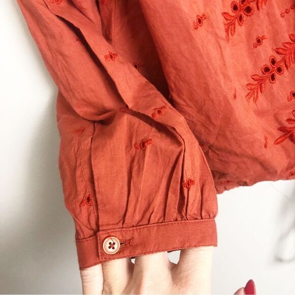 HOUSE OF HARLOW 1960 | Deep Orange Eyelet Lace Wrap Top Drawstring Women’s XS - Picture 5 of 8
